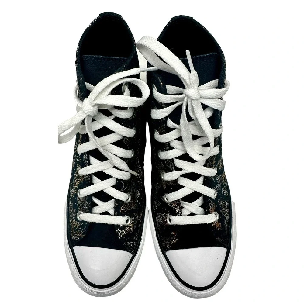 Converse‎ All Star CTAS Eva Lift Black & Gold  Butterfly Mid Top Sneakers SZ 6